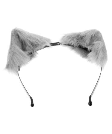 PLAFOPE 1pc Plush Cat Ear Headband Girl Outfit Cute Fox Ear Hairband Cosplay Hair Wear Headdress for Clothing Cosplay Headdress Halloween Cat Fox Ear Plush Headband Cat Outfit Metal One Size Grey