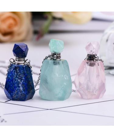 YGLINE Rose Quartz Essential Oil Diffuser Pendant Necklace | Natural Healing Stone Jewelry for Aromatherapy - Buy Online on GoSupps.com