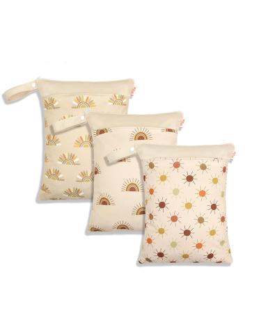 Daysskk 3 pieces wet bag kindergarten girls diaper bag wetbag waterproof with zipper laundry bag for daycare swimming travel 30 * 40 cm 3 piece pattern 7