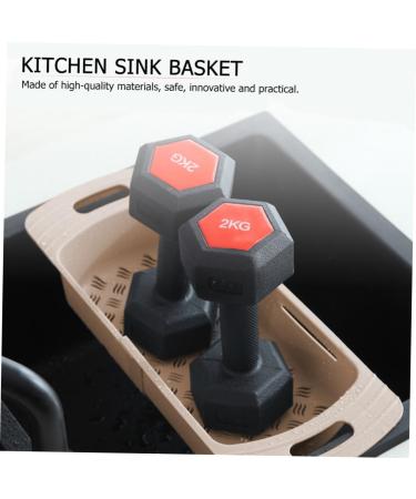 GRIRIW Tableware Drain Basket Kitchen Sink Basket Bar Sink Strainer Kitchen Storage Basket Khaki Plastic - Buy Online on GoSupps.com