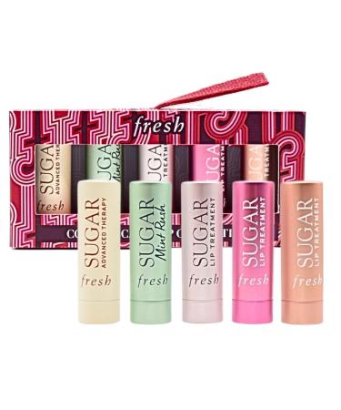 Fresh Color & Care Lip Collection Holiday Gift Set:: Tinted Lip Balms in Sugar Ros Honey Bloom Sugar Advanced Therapy Mint Rush Lip Treatment