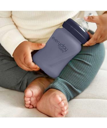 Glass Baby Bottle 150ml with Heat Sensor & Anti-Colic Teat - Blueberry - Buy Online on GoSupps.com