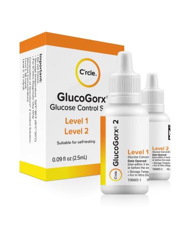C rcle Glucogorx Blood Testing Control Solution for Diabetic Blood Glucose Monitoring (Level 1& 2) for C rcle Glucogorx Test Meters