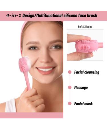 Buy Silicone Facial Cleansing Brush - 4 in 1 Beomeen Face Scrubber for Exfoliating & Massage - Deep Clean Gentle Double-Ended Design (Pink) - International Shipping Available - Buy Online on GoSupps.com