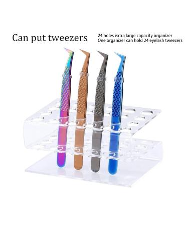 Premium S-Shaped Tweezers with 24 Holes | Large Capacity Transparent Eyelash Organizer for Beauty Salons - Buy Online on GoSupps.com
