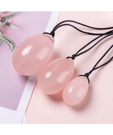 100% Pure Natural Rose Quartz Egg Set Kegel Exercise Balls Jade Eggs Massage Ball Black L Black L