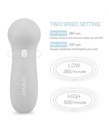 Facial Cleansing Brush with 7 Brush Heads - USB Rechargeable, Waterproof Electric Spin Cleanser for Cleansing, Exfoliating, and Massaging - Gray - Buy Online on GoSupps.com