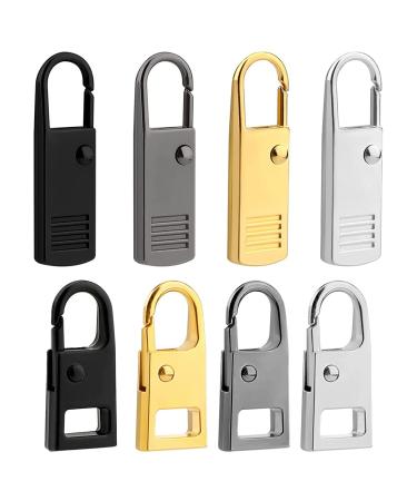 Zeaybsr 8 pieces zip zipper zipper pull replacement metal head zip pull tab zipper pull repair kit for clothing jackets pockets luggage luggage case backpack (2 sizes 4 colors)