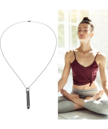 Breathing Necklace Anxiety Relief Necklace Unisex Fashionable Stainless Steel Stress Relief Necklace for Anxiety Relaxation Meditation Calming Down Panic Attack Relief (Black) - Buy Online on GoSupps.com