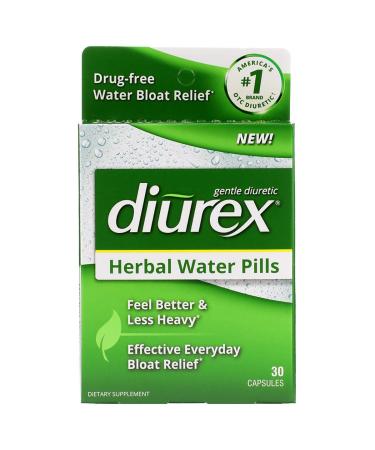 Diurex Herbal Water Pills - Drug Free Water Bloat Relief - Effective Everyday Bloat Relief, 30 Count