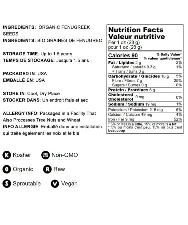 Organic Fenugreek Seeds 1.5 lbs - Non-GMO Raw Whole Methi - Kosher Vegan - Iron, Copper, Fiber - Bulk Pack of 1 - Buy Online on GoSupps.com