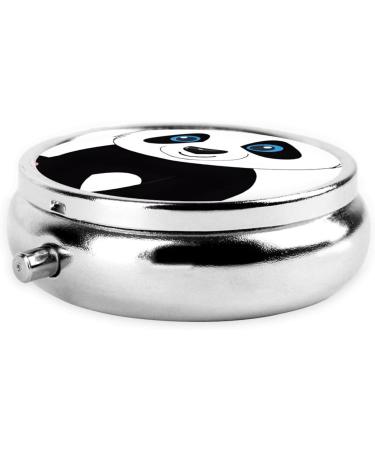 Cute Panda Printed Mini Round Pill Box | 3 Compartment Travel Pill Organizer | Portable Medicine Case for Pocket & Home Use - Buy Online on GoSupps.com