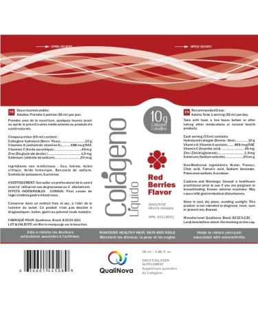 Qualinova - Liquid Collagen Ready to Drink - Red Berries Flavors (30 count) With Vitamin C and 10g of Collagen per bottle - Buy Online on GoSupps.com