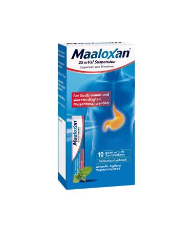 Maaloxan 25 MVAL suspension suspension to take 10 x 10 ml with algae and magnesium hydroxide in heartburn and acid -related stomach complaints 10 ml (10 pack)