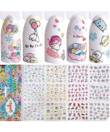 4 Sheets Cartoon Water Slide Nail Art Decals Water Transfer Nail Decals Sticker For Pretty Girl