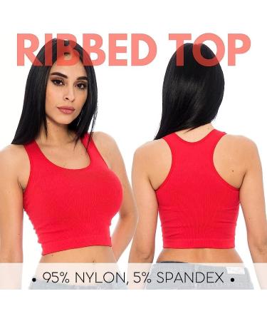 5-Pack Women's Ribbed Workout Crop Tops | Gym Cropped Tank Top Set - Buy Online on GoSupps.com