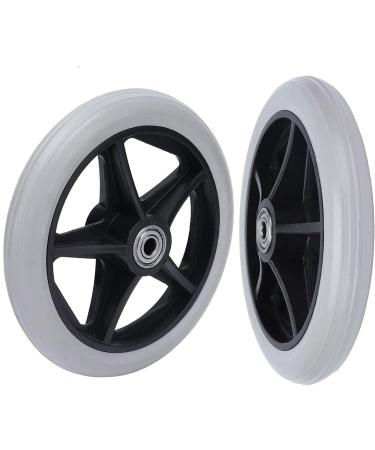 Wheelchair Wheels Wheelchair Front Castor 2 Pieces Manual Wheelchair Front Wheel Rubber Wheelchair Casters with Bearings(Color : Grey Size : 7inch)(Grey 7inch) 7inch Grey