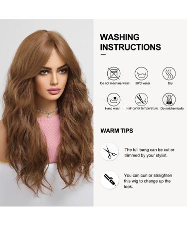 Oefei 24-Inch Long Wavy Brown Wig with Ponytail - Natural Heat-Resistant Synthetic Hair for Women | Ideal for Daily Wear Parties & Cosplay - Buy Online on GoSupps.com