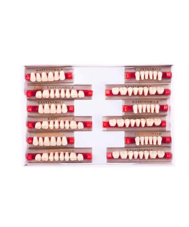 Dental Synthetic Resin Teeth A2 A3 False Upper Lower Teeth Replacement Dentures for Halloween (A2 Full Set 438+U38+32) Full Set 438+U38+32 A2