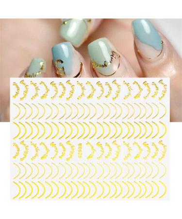 Dornail 6 Sheet Metallic Nail Stickers - Self-Adhesive Gold, Silver, Rose Gold Curve Stripes for Nail Designs and Art Decorations - Buy Online on GoSupps.com
