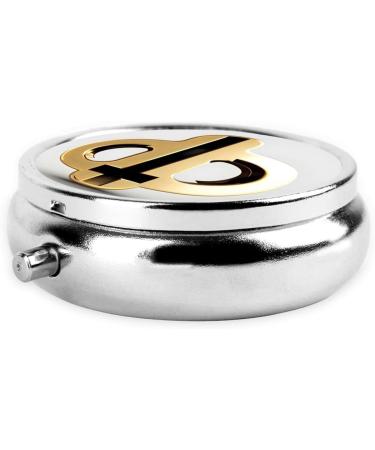 Golden Pattern Round Pill Box - 3 Compartment Portable Organizer for Purse & Pocket | Travel-Friendly Pill Storage - Buy Online on GoSupps.com