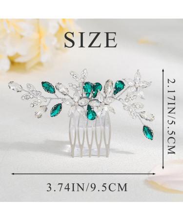 IYOU Crystal Wedding Hair Comb for Women Green Rhinestone Bridal Hair Accessories Flower Headpiece Prom Guest Hair Piece for Brides and Bridesmaids - Buy Online on GoSupps.com