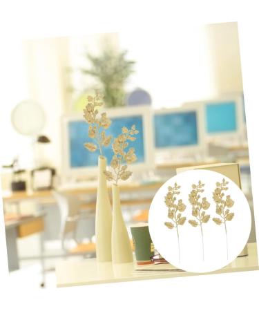 HOMSFOU 10pcs Simulated Leaves Christmas Leaves Stems Leaves Picks for Autumn DIY Craft Xmas Wreath Artificial Branches Bay Leaf Plant Christmas Garland Christmas Tree Glitter Powder Spray Golden 39x12cm - Buy Online on GoSupps.com