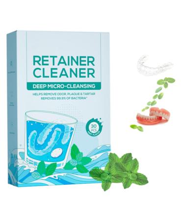 Tablettes de nettoyage Retainer Nettoyant Pastille Appareil Dentaire Nettoyant Gouttiere Dentaire pour appareils orthodontiques et goutti res proth ses dentaires aligneurs (30pc Menthe)