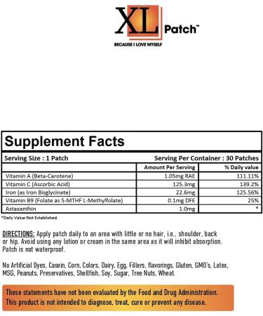 XLPatch Iron Patch - Supports Red Blood Cells & Circulation Function - 30 Count - Buy Online on GoSupps.com