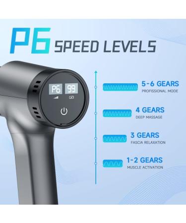 Deep Tissue Massage Gun - Handheld Electric Body Back Massager for Athletes | High Percussion Muscle Device with 10 Attachments - Silver - Buy Online on GoSupps.com