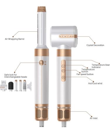 Air Styler 7 in 1 - High-Speed 11000 RPM Hair Dryer & Brush Set with 7 Attachments for Drying Curling Volume & Scalp Massage - International Shipping Available - Buy Online on GoSupps.com
