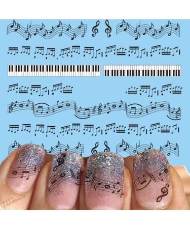 Musical Instrument Nail Art Stickers - 3D Self-Adhesive Decals for Manicure - Guitar, Piano, Microphone Design - 12 Sheets for Women, Girls, Kids - Buy Online on GoSupps.com