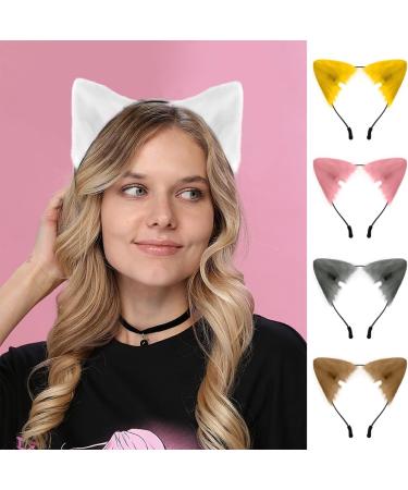 SycloPak Cat Ears Cat Ears Headband Fox Ears Wolf Ears Cat Ears Halloween Cat Headband Werewolf Ears White Cat Ears Cat Ears Headband Adult Fluffy Cat Ears Cute Cosplay Costume Party Head Accessories - Buy Online on GoSupps.com