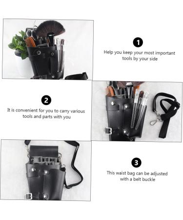 Minkissy 7ST Haircut Storage Bag Case | Organize Scissors & Belts | Leather Hairdressing Bag for Salons | Black 22.5x13.5x5cm | International Shipping - Buy Online on GoSupps.com
