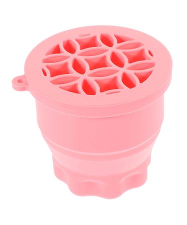STOBAZA Retractable Silicone Scrub Cup Drying Rack Eyeshadow Brush Cleaner Bowl Cosmetic Brush Cleaner Cosmetic Brush Cleaning Tool Brush Clean Bowl Silica Gel Makeup Brush Scrubber Pink 9.20X9.20X8.60CM Pink