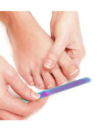 3 Pieces Diamond Nail File Set - Stainless Steel Dual-Sided Manicure Files for Home & Travel | Rainbow Color | Perfect for Men & Women - Buy Online on GoSupps.com