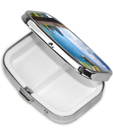 Buy Mediterranean View Printed Square Pill Box | Portable Travel Medicine Organizer for Easy Medication Management - Buy Online on GoSupps.com