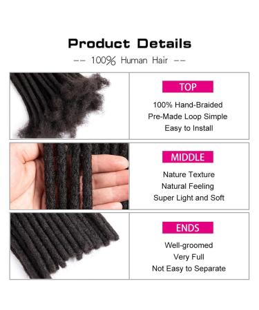 100% Real Hair Dreadlocks Extensions 6 Inch Afro - 20 Strands Fashion Crochet Braid for Men/Women | Originea #1B 0.6cm - Buy Online on GoSupps.com