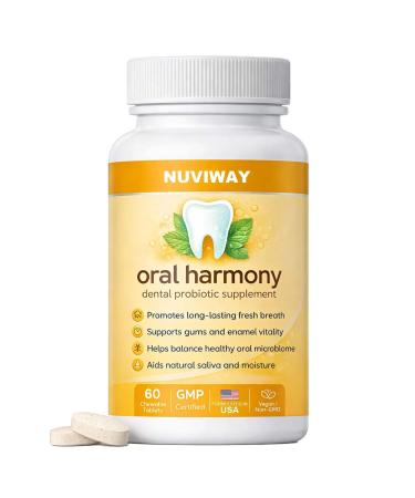 Nuviway Oral Probiotics oral health Probiotics - oral Probiotics that eliminate bad breath strengthen gums protect enamel and maintain natural moisture Mint-flavored chewable tablets(1pc)