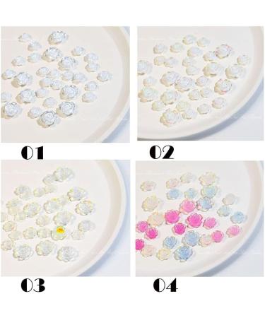 Nails Art Accessories Glitter Stones Manicures DIY Nail Art Decorations Aurora/White/Mix Color Camellia 3D Resin(02) - Buy Online on GoSupps.com