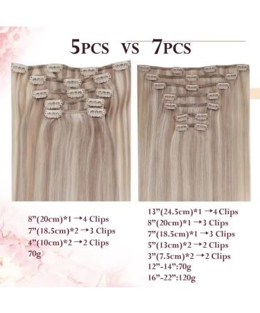 Easyouth Real Hair Clip in Extensions Ash Blonde Highlight 14 Inch 5Pcs 70g Double Weft Human Hair Clips #18P613 - Buy Online on GoSupps.com