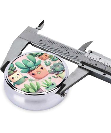 Lovely Succulent Plants Round Pill Box | 3 Compartment Portable Travel Organizer for International Shipping - Buy Online on GoSupps.com