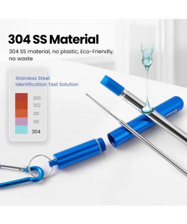 4 Pack Portable Reusable Metal Straws with Key-chain Case - Stainless Steel Telescopic Drinking Straws for Water & Smoothies (Silver/Blue/Red/Green) - Buy Online on GoSupps.com