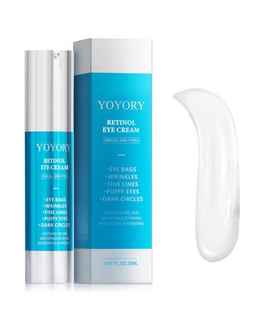 Retinol Eye Cream for Eye Bags - Anti-Aging Under Eye Treatment for Dark Circles Fine Lines Wrinkles Puffiness - Hydrating & Moisturizing Skin CareGift for Women and Men 0.67 fl oz 0.67 Fl Oz (Pack of 1)