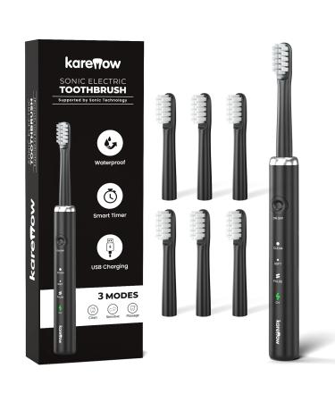 Electric Toothbrush with 6 Brush Heads - Travel Rechargeable Electric Power Toothbrushes  IPX7 Waterproof 2 Minutes Smart Timer  4 Hours Fast Charge for 60 Days
