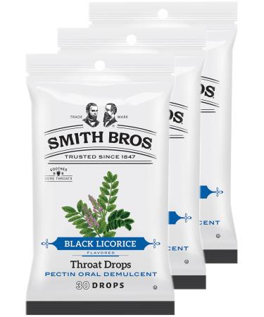 Sore Throat Lozenges with Pectin by Smith Brothers Black Licorice Flavor: Vintage Candy Throat Drops - The Original American Cough Drop (Pack of 3)