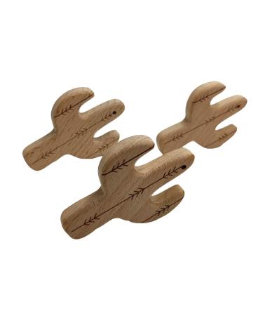 10pcs Lovely Cartoon Wood Cactus Pendant Pure Natural Animal Shape Beech Wooden Handmade Cut Pattern DIY Beading Necklace Pendant (Cactus 10pcs)