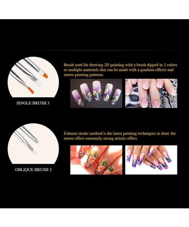 Pinkiou Nail Art Brush Set 15pcs with 5pcs Dotting Pens - Black | Nail Design Painting Kit for Salon and DIY - Buy Online on GoSupps.com