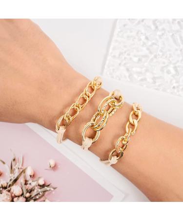 Gold Bracelet Hair Ties - 3PCS Set for Women | Stylish Elastic Bracelet Hair Ties | Cute Wrist Accessory for Thick and Thin Hair - Buy Online on GoSupps.com