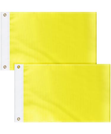2 Pcs Yellow Quarantine Flag Blank Nautical Quarantine Message Flags Solid Color Nylon Boat Flag for Marine Sailing Port Entry, 12 x 18